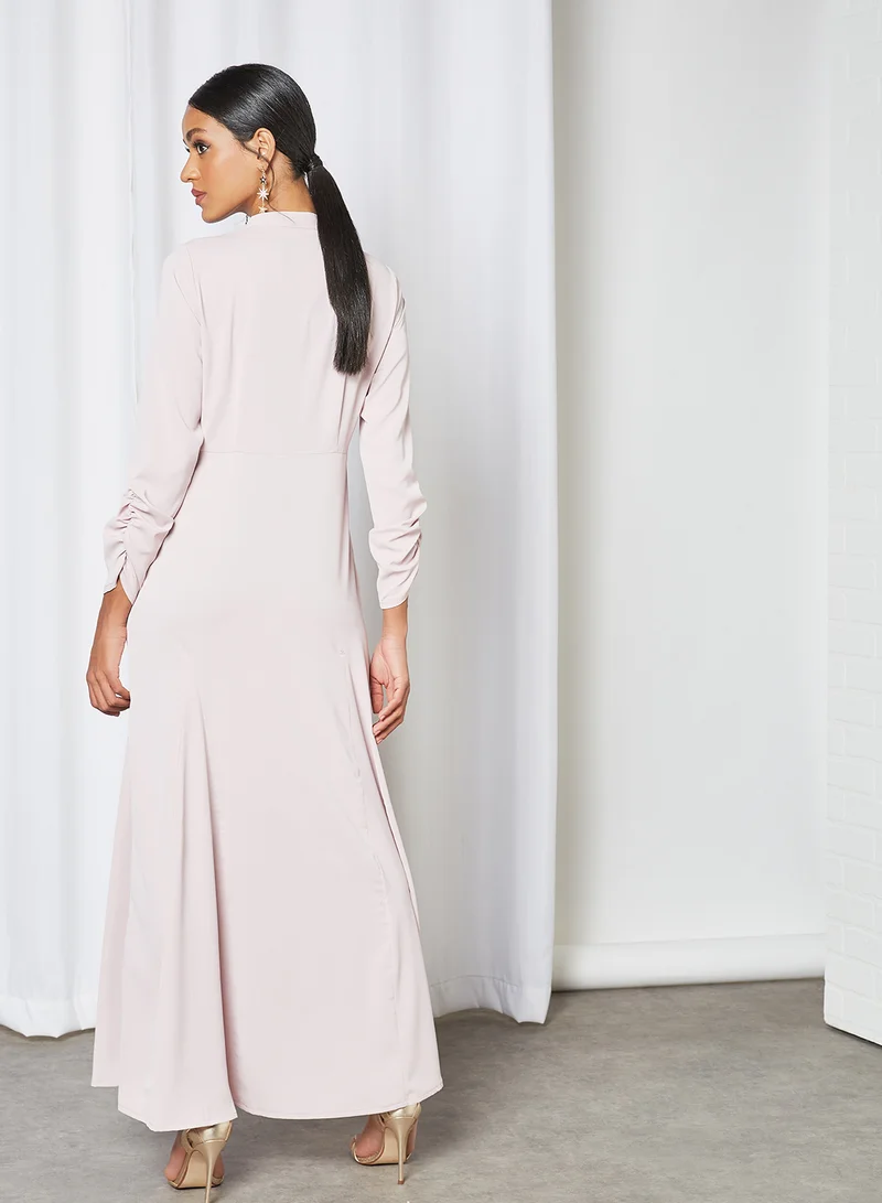 SIVVI for HANIYA Ruched Sleeve Abaya Dress Pink