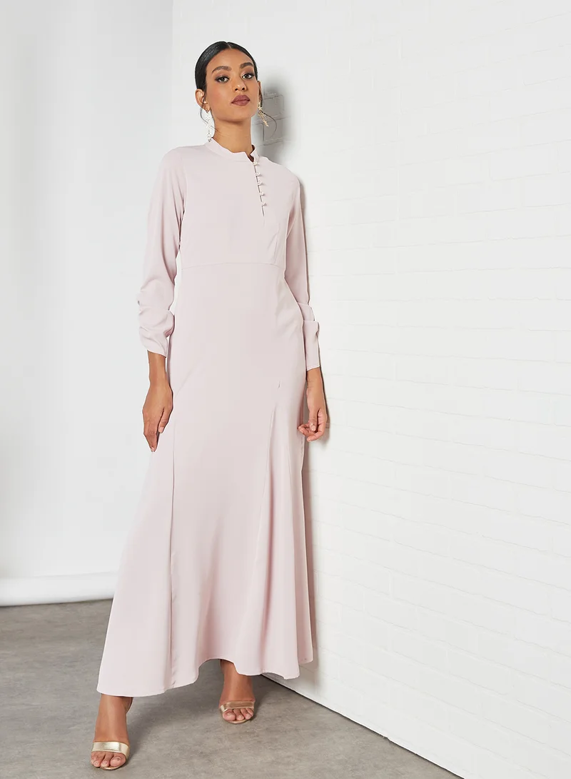 SIVVI for HANIYA Ruched Sleeve Abaya Dress Pink