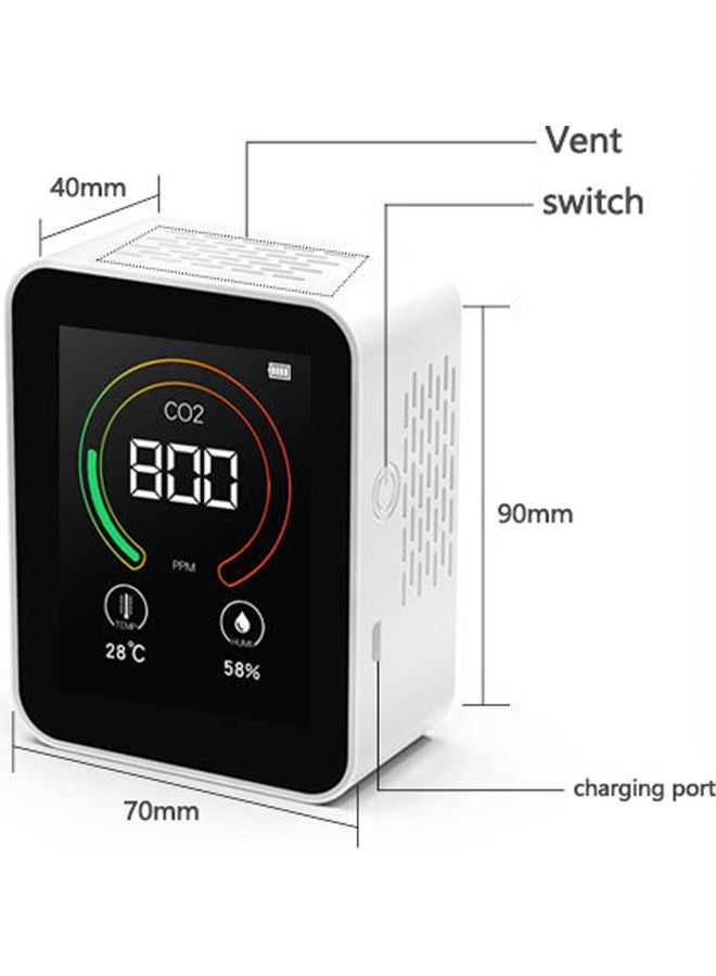 CO2 Temperature Humidity Multipurpose Detect Tool White 9.20X4.20X7.20cm  - Image 4