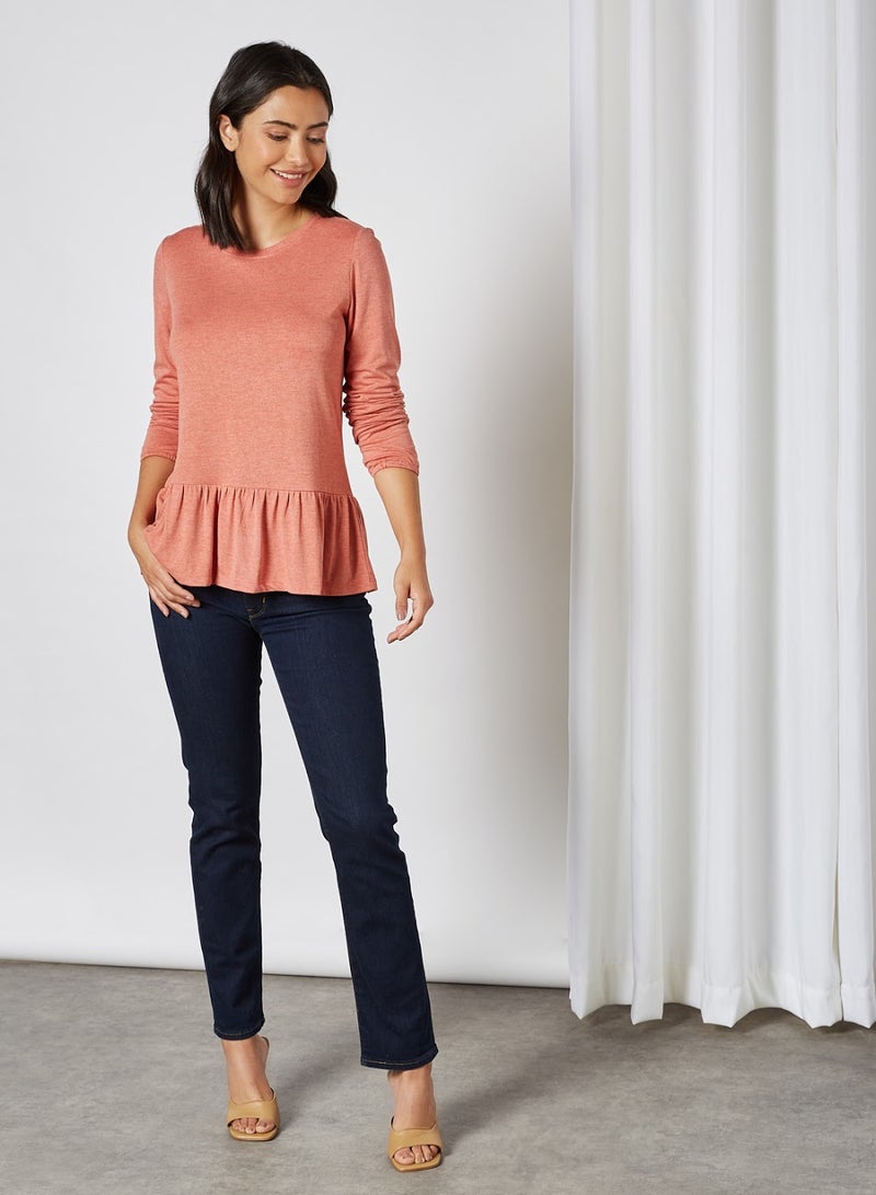 بيسيك إكس إكس بلوزة طويلة بأكمام طويلة بنقشة مربعات وردي - Image 4