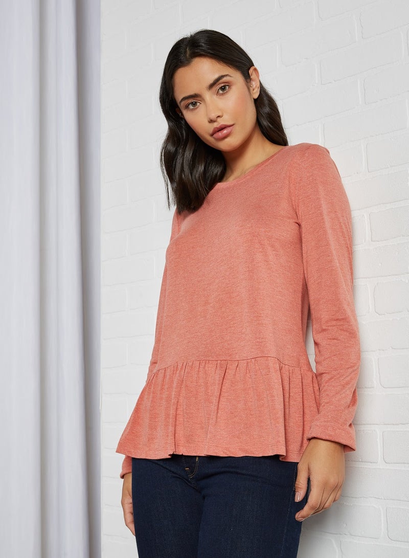 بيسيك إكس إكس بلوزة طويلة بأكمام طويلة بنقشة مربعات وردي - Image 2