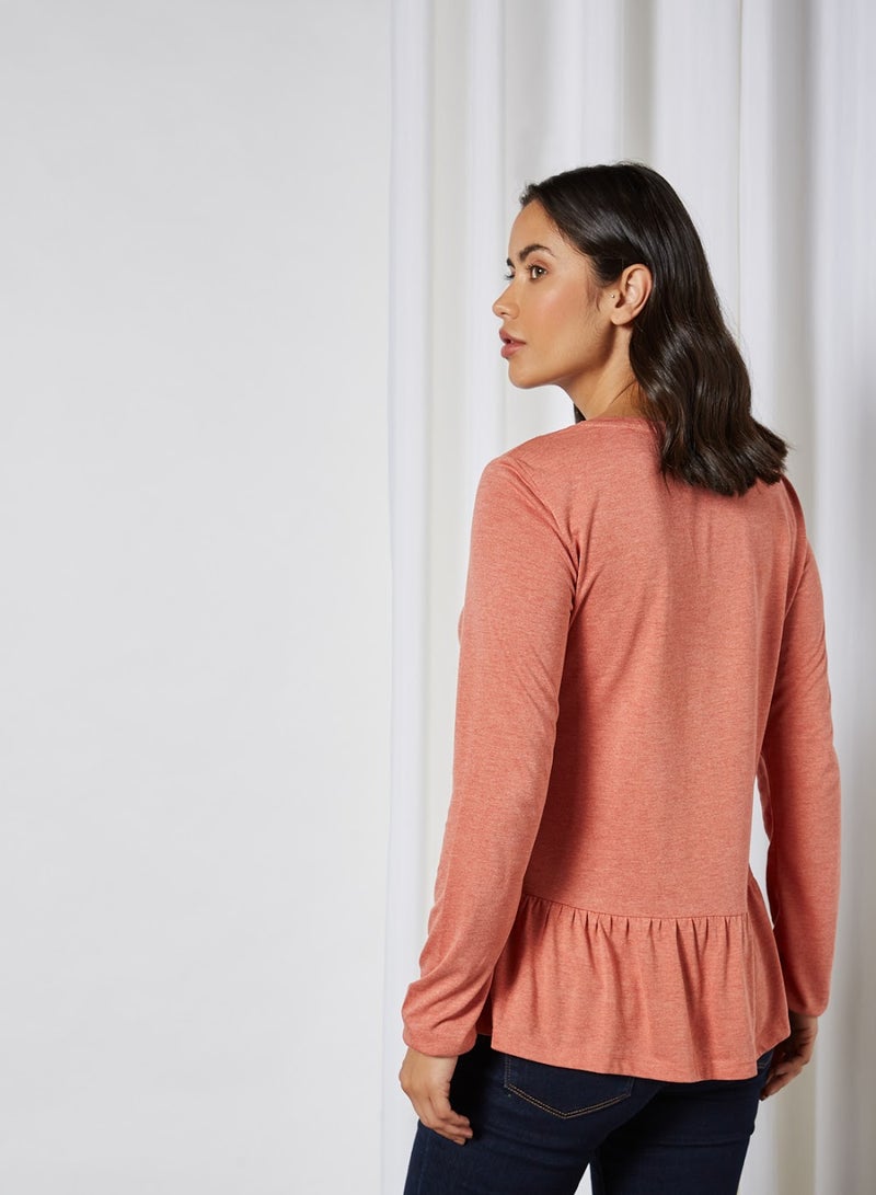 بيسيك إكس إكس بلوزة طويلة بأكمام طويلة بنقشة مربعات وردي - Image 3