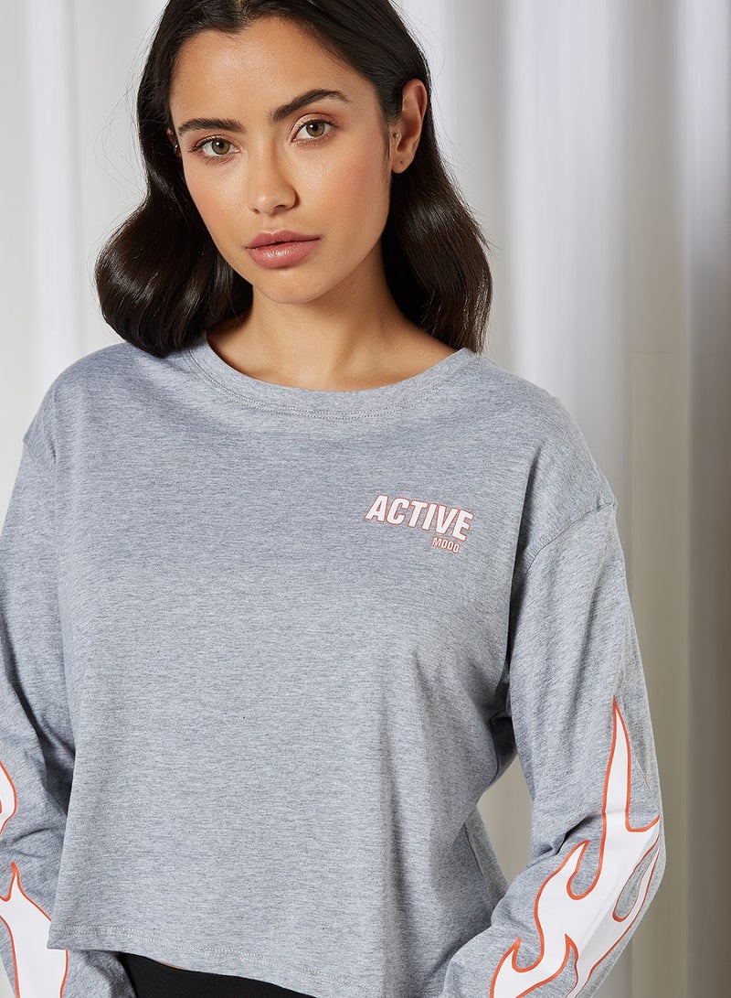 بيسيك إكس إكس تيشيرت بفتحة رقبة مستديرة رمادي - Image 2