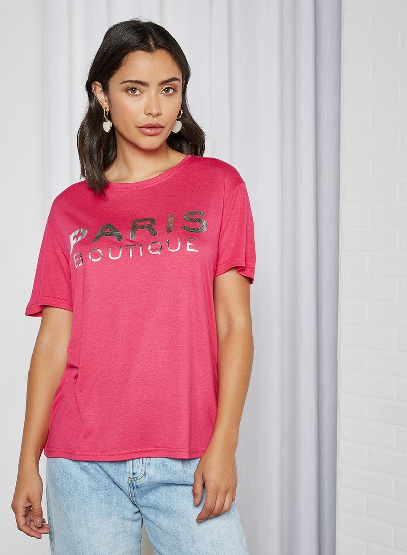 Basicxx - Crew Neck T Shirt Fuchsia - Image 1