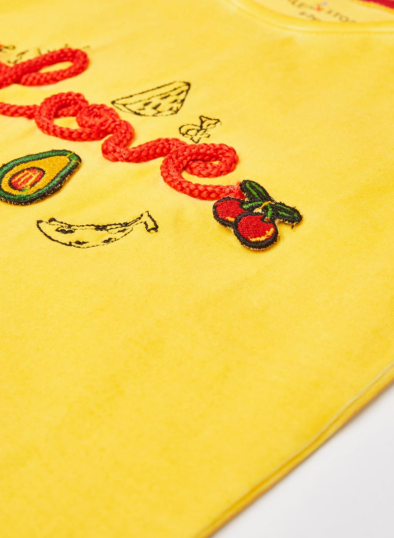 Tales & Stories Kids/Teen Embroidered Detail T-Shirt Yellow  - Image 4