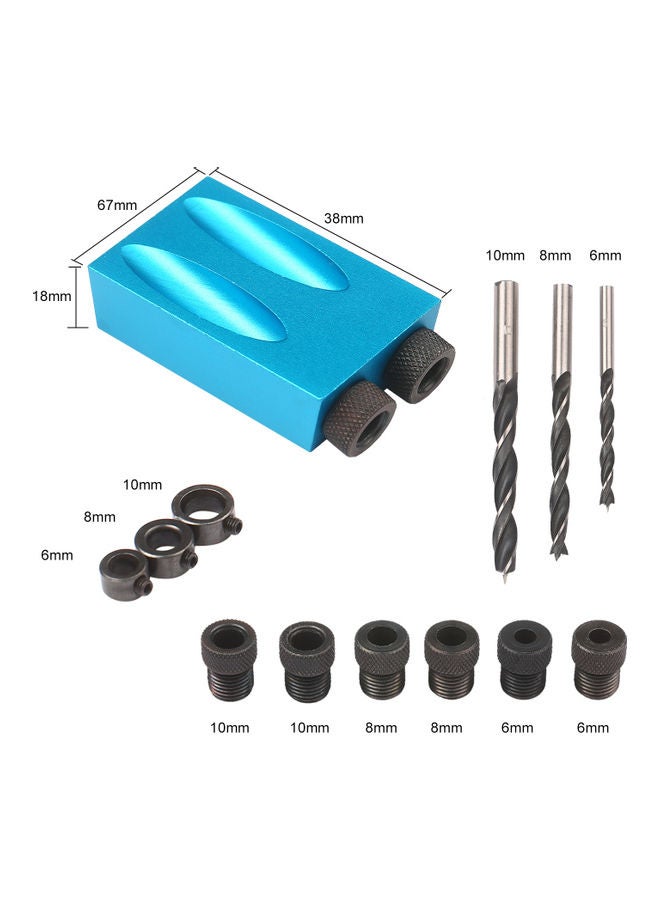 15-Piece Woodworking Oblique Hole Locator Set Blue 20.00 x 2.00 x 13.00cm  - Image 1
