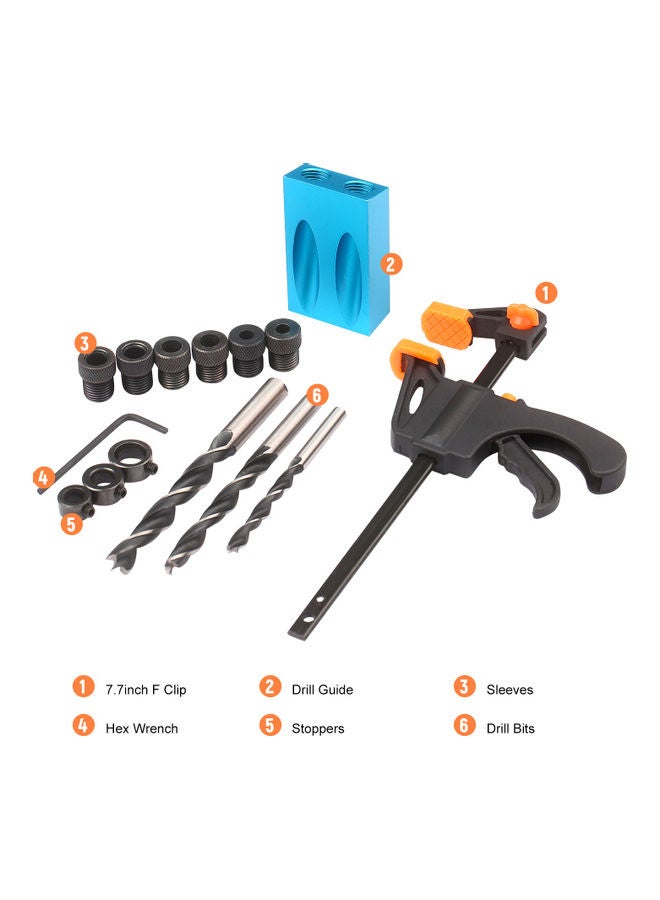 15-Piece Woodworking Oblique Hole Locator Set Blue 20.00 x 2.00 x 13.00cm  - Image 5