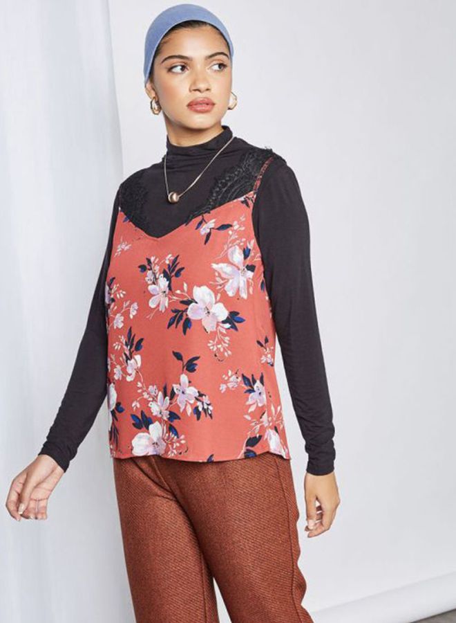 VERO MODA Floral Cami Top Pink  - Image 1