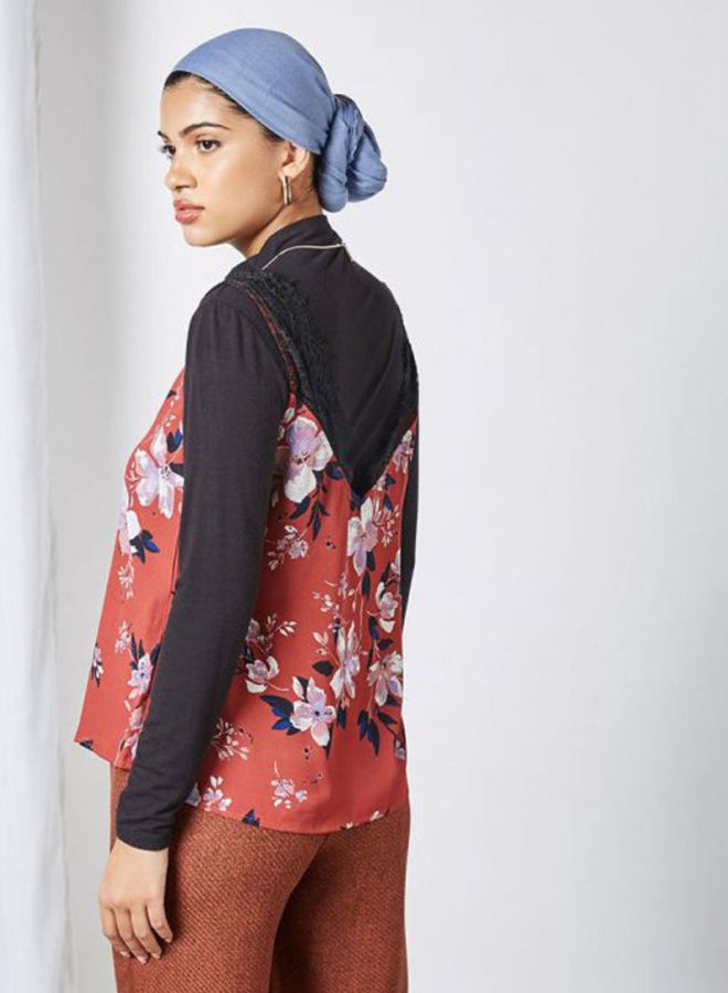 VERO MODA Floral Cami Top Pink  - Image 2