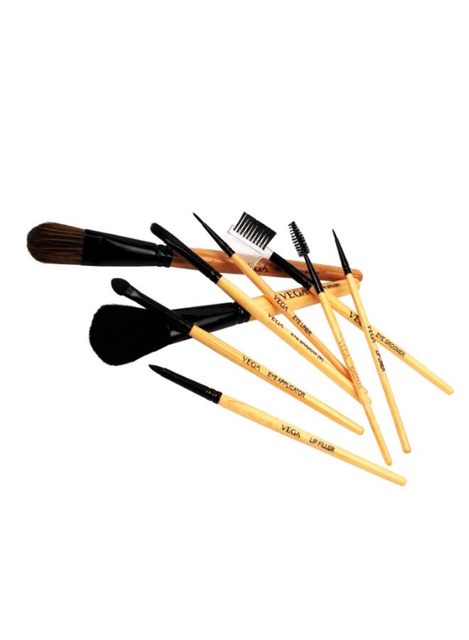Vega 9-Piece Multi-Purpose Brush Set Black/Beige/Golden - Image 2