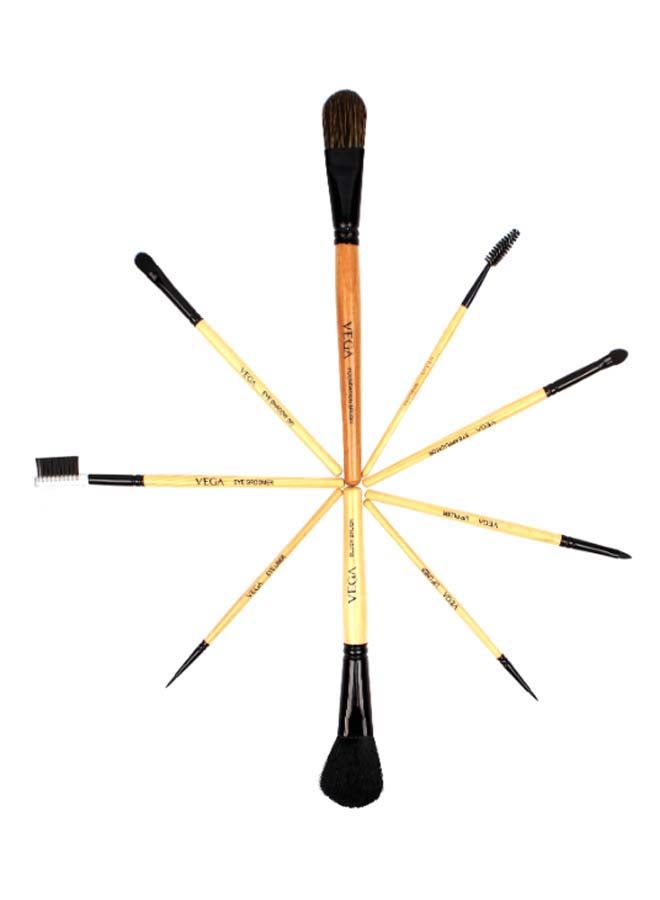 Vega 9-Piece Multi-Purpose Brush Set Black/Beige/Golden - Image 3