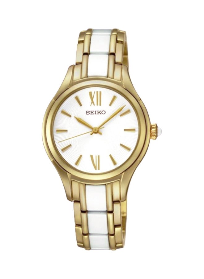 Seiko women Round Shape Stainless Steel Analog Wrist Watch 30 mm - 2-Tone - SRZ398P1 - Image 1