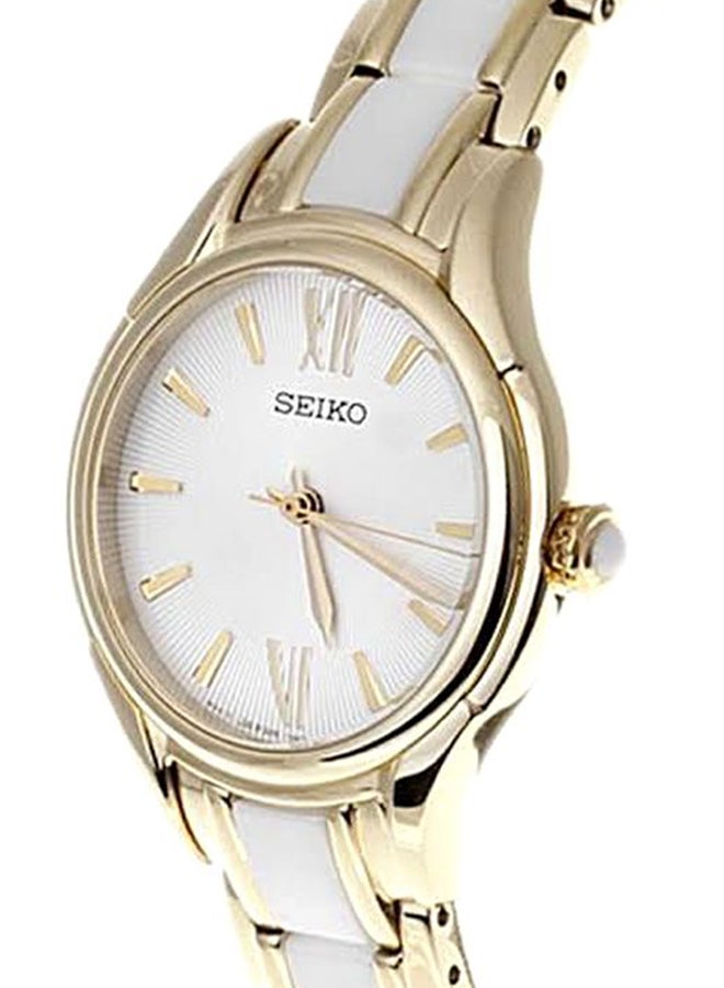 Seiko women Round Shape Stainless Steel Analog Wrist Watch 30 mm - 2-Tone - SRZ398P1 - Image 3