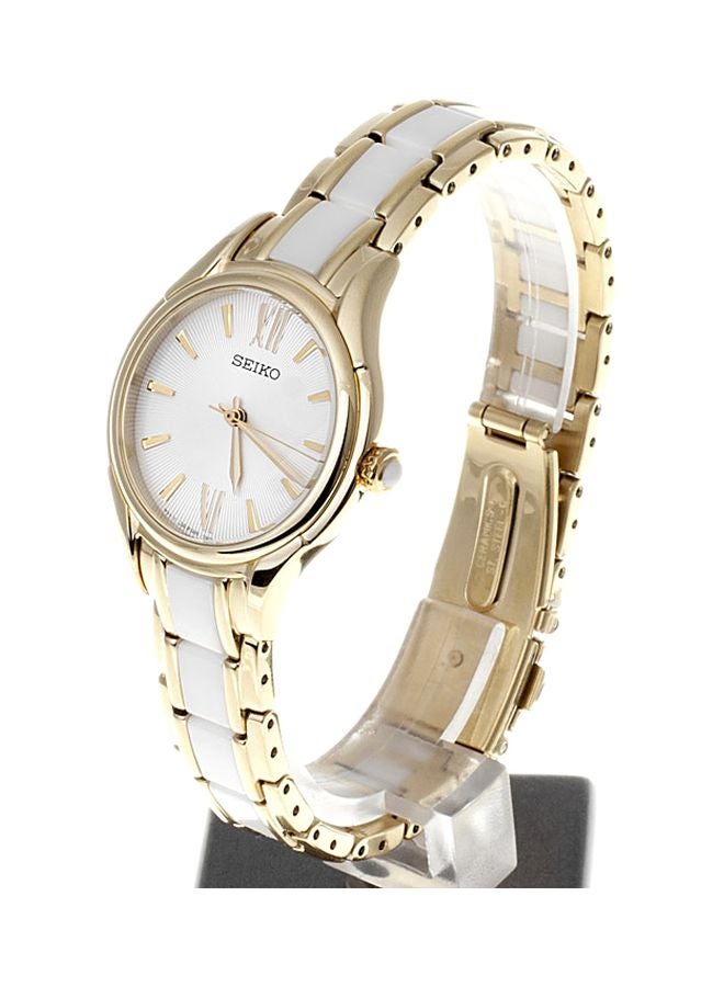 Seiko women Round Shape Stainless Steel Analog Wrist Watch 30 mm - 2-Tone - SRZ398P1 - Image 4