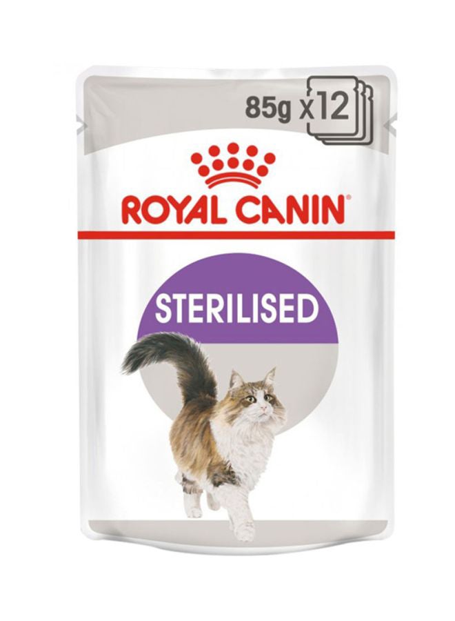 ROYAL CANIN Feline Health Nutrition Sterilised Jelly Wet Food Pouches 85g Pack Of 12  - Image 1