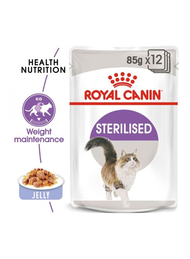 ROYAL CANIN Feline Health Nutrition Sterilised Jelly Wet Food Pouches 85g Pack Of 12  - Image 2