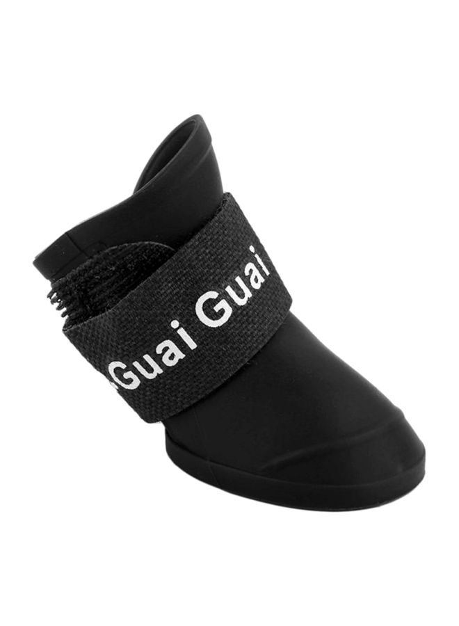 أوتاد زوجا أحذية مطرية لينة مضادة للماء للحيوانات الأليفة من مادة PVC أسود/ أبيض 5x5x4سم - Image 3