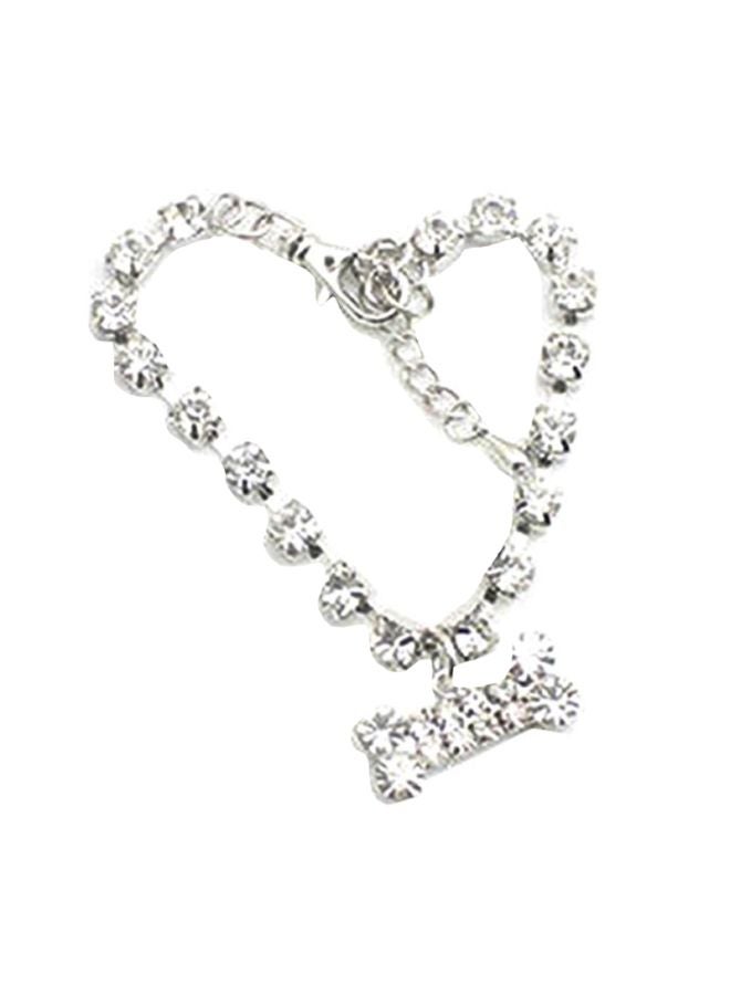 Bluelans Rhinestone Studded Bone Shaped Pendant Necklace Collar Silver 