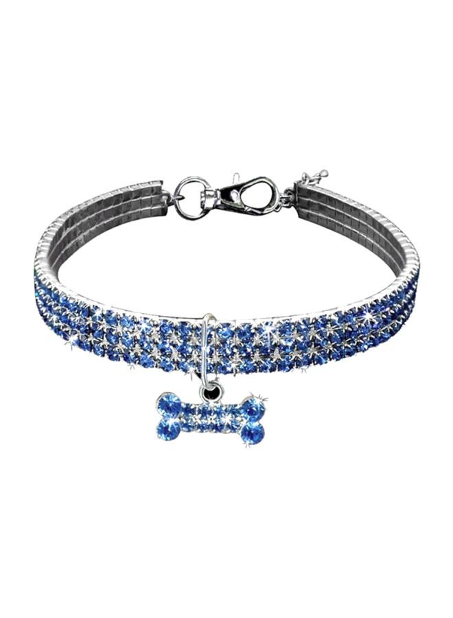 Bluelans Rhinestones Studded Pet Dog Collar Necklace Blue/Silver 