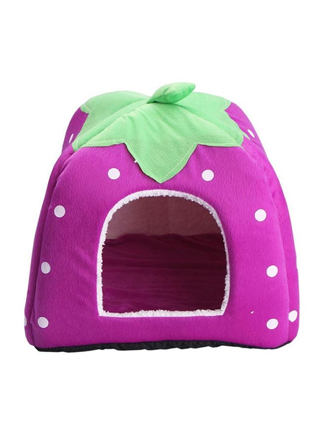 EHOME Foldable Strawberry Pattern Soft Pet House With Cushion Purple/Green/White 36x36x36cm - Image 1