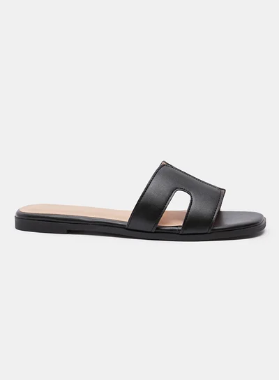 shoexpress Women's Open Top Strap Casual Sandals Black/Beige