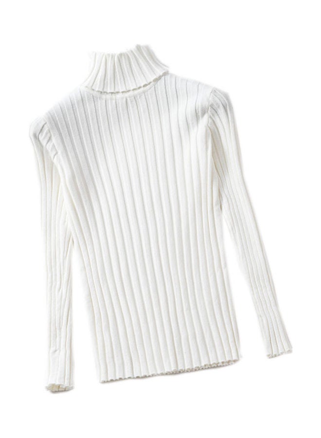 جولي بلوفر سادة برقبة عالية أبيض - Image 1