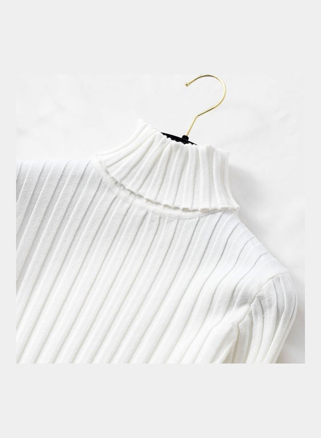 جولي بلوفر سادة برقبة عالية أبيض - Image 3