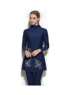2-Piece Long Sleeve Swimsuit Bukinis Blue