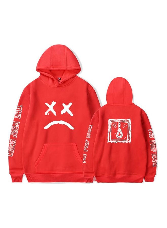 JOLLY Sad Face Street Style Lil Peep Couples Hoodie Red/White