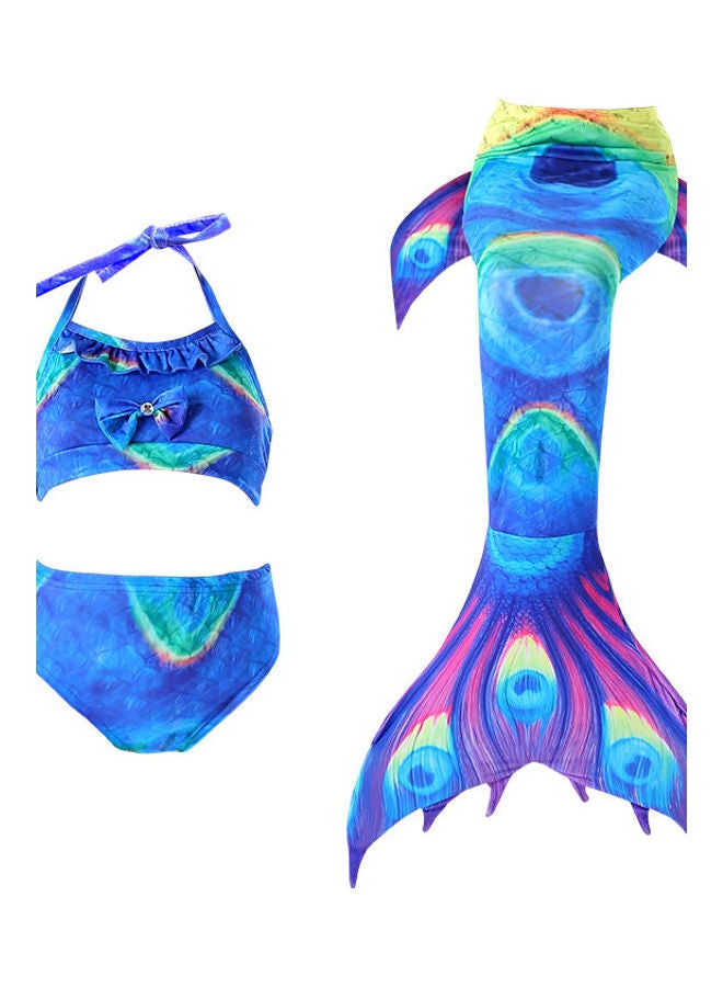 JOLLY 3-Piece Mermaid Swimming Suit With Bikini Set Blue  - Image 1