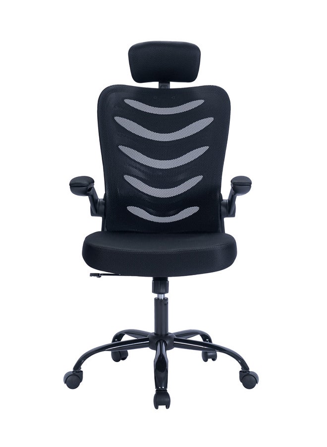 Blitzed High Back Office Desk Chair With Foldable Armrest Ergonomic Black 63x28x59cm - Image 1