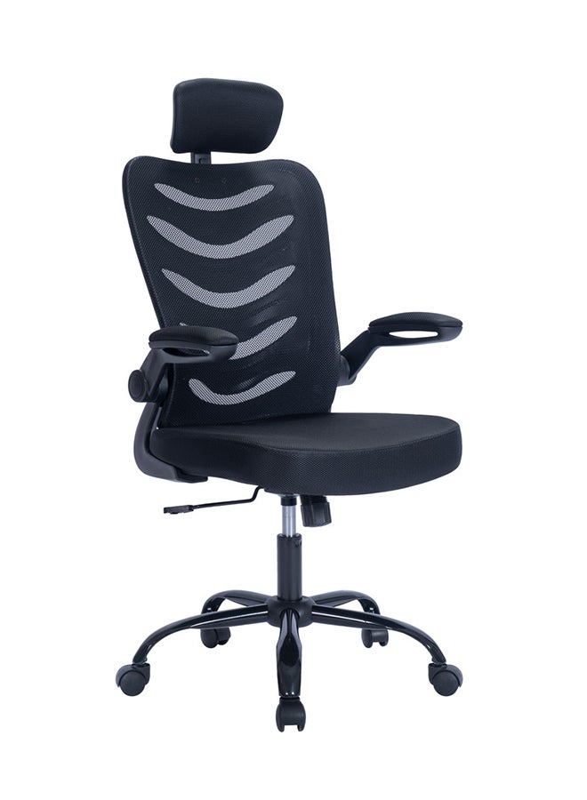 Blitzed High Back Office Desk Chair With Foldable Armrest Ergonomic Black 63x28x59cm - Image 3