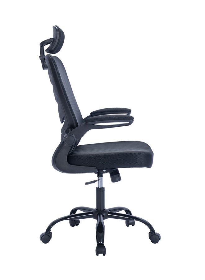 Blitzed High Back Office Desk Chair With Foldable Armrest Ergonomic Black 63x28x59cm - Image 4