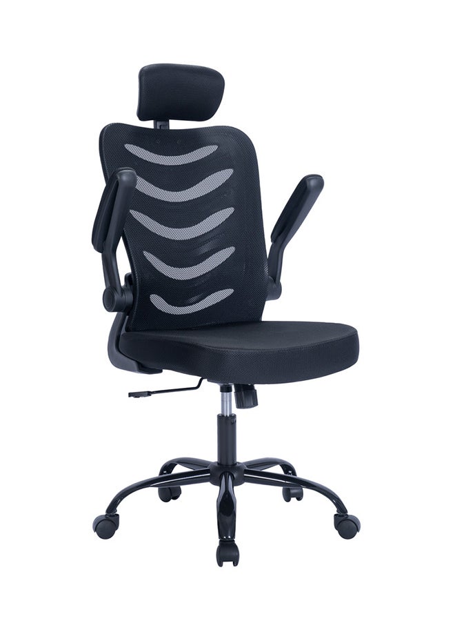 Blitzed High Back Office Desk Chair With Foldable Armrest Ergonomic Black 63x28x59cm - Image 5