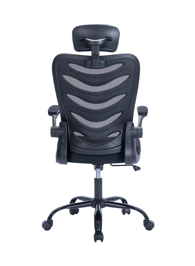 Blitzed High Back Office Desk Chair With Foldable Armrest Ergonomic Black 63x28x59cm - Image 2