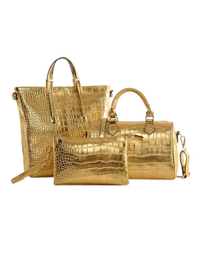 3-Piece  Women's  Fashion Leisure Handbag Set Gold  - Image 1