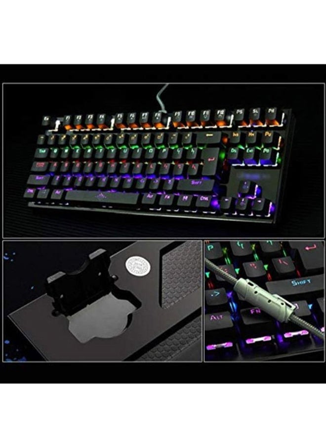 Arabest 87-Keys Backlit Colorful LED USB Wired Game Keyboard - Image 2