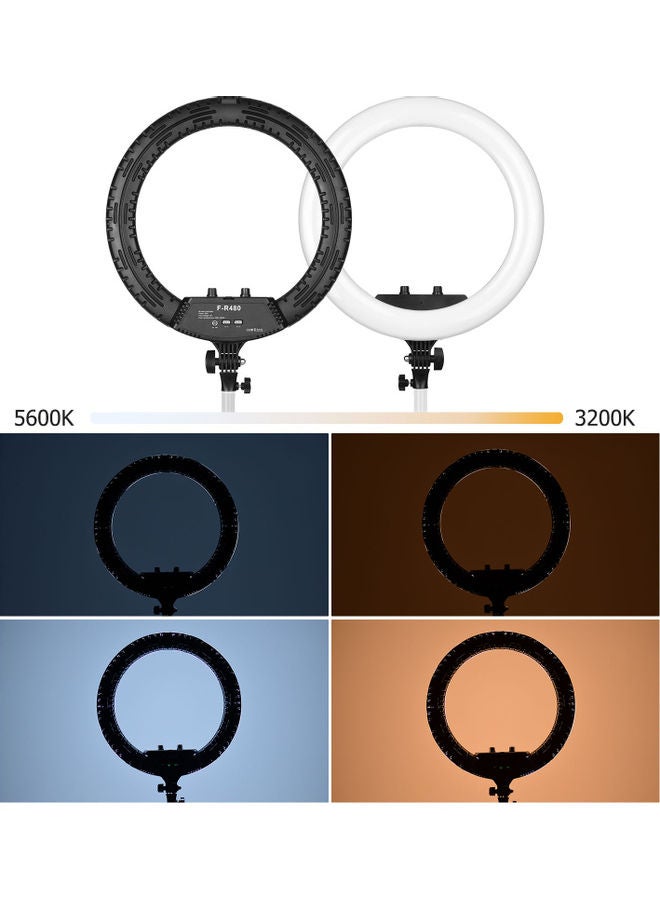 مصباح حلقي LED لتصوير مقاطع الفيديو وصور السيلفي يعمل بمنفذ USB مع حامل هاتف أبيض - Image 4