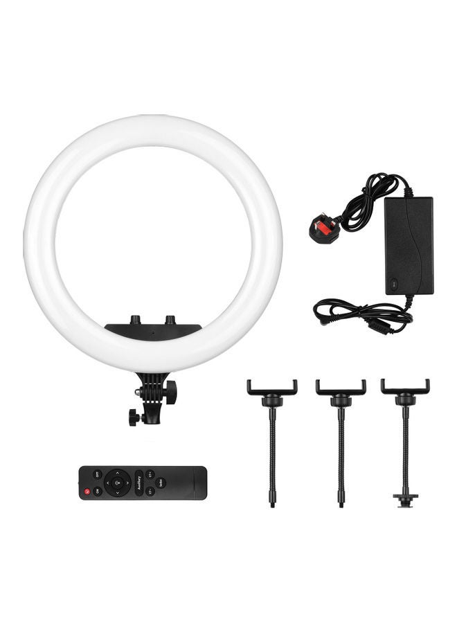 مصباح حلقي LED لتصوير مقاطع الفيديو وصور السيلفي يعمل بمنفذ USB مع حامل هاتف أبيض - Image 2
