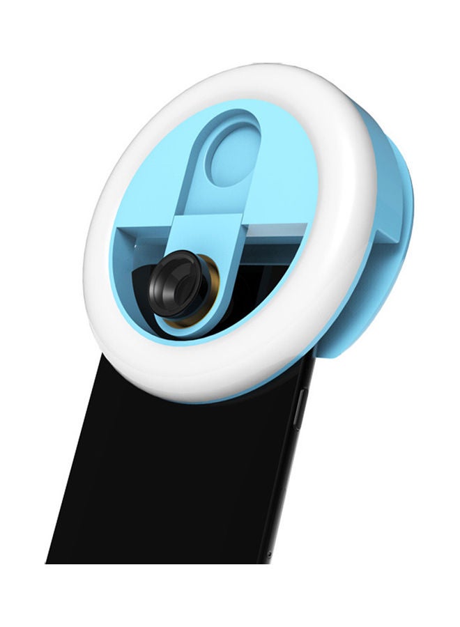 Mobile Phone Camera Lens Kit 3 Levels Brightness LED Light Blue 