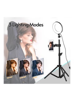 ماركة غير محددة حلقة إضاءة LED مقاس 6 بوصة مزودة بمنفذ USB لصور السيلفي أسود  - Image 5