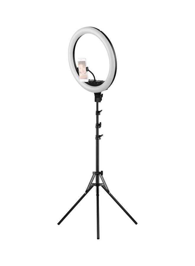 Selfie Video LED Ring Light With Phone Holder Black  - Image 2