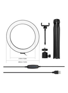 ماركة غير محددة مصباح حلقي LED لتصوير مقاطع الفيديو وصور السيلفي يعمل بمنفذ USB مع حامل هاتف أسود  - Image 3