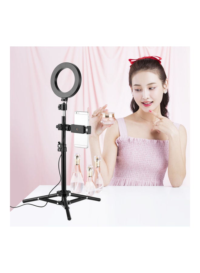 Mini USB Powered Selfie Video LED Ring Light With Phone Holder Black  - Image 4