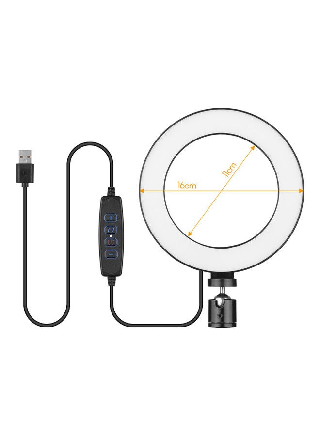 Mini USB Powered Selfie Video LED Ring Light With Phone Holder Black  - Image 2