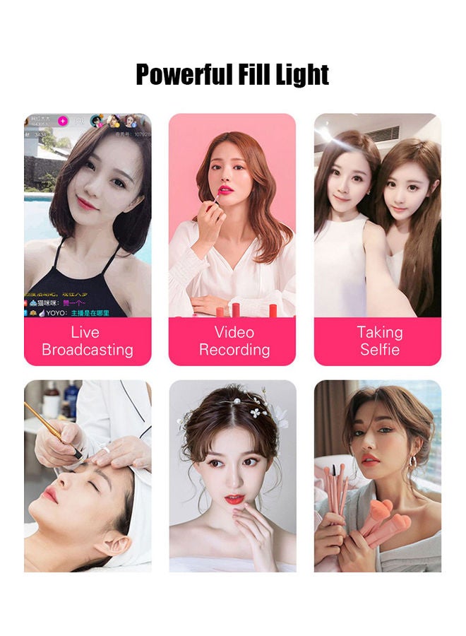 مصباح حلقي LED لتصوير مقاطع الفيديو وصور السيلفي يعمل بمنفذ USB مع حامل هاتف أسود - Image 5