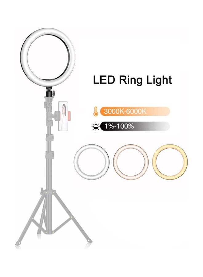 مصباح حلقي LED لتصوير مقاطع الفيديو وصور السيلفي يعمل بمنفذ USB مع حامل هاتف أسود - Image 3