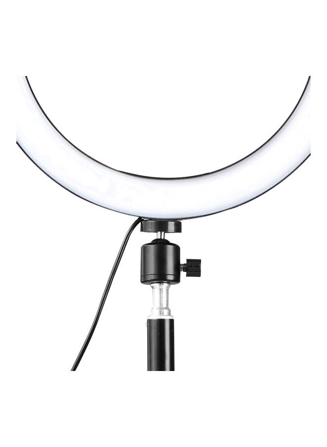 مصباح حلقي LED لتصوير مقاطع الفيديو وصور السيلفي يعمل بمنفذ USB مع حامل هاتف أسود - Image 4