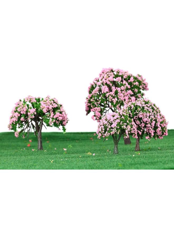 مجموعة نماذج ديوراما مصغرة لأشجار الزهور من 4 قطع وردي / أخضر / بني 14x13x6سم - Image 2