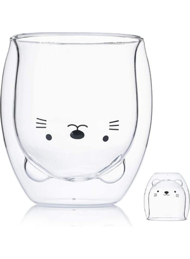 XiuWoo Cute Bear Shape Double Wall Insulated Glass Cup Clear - Image 1